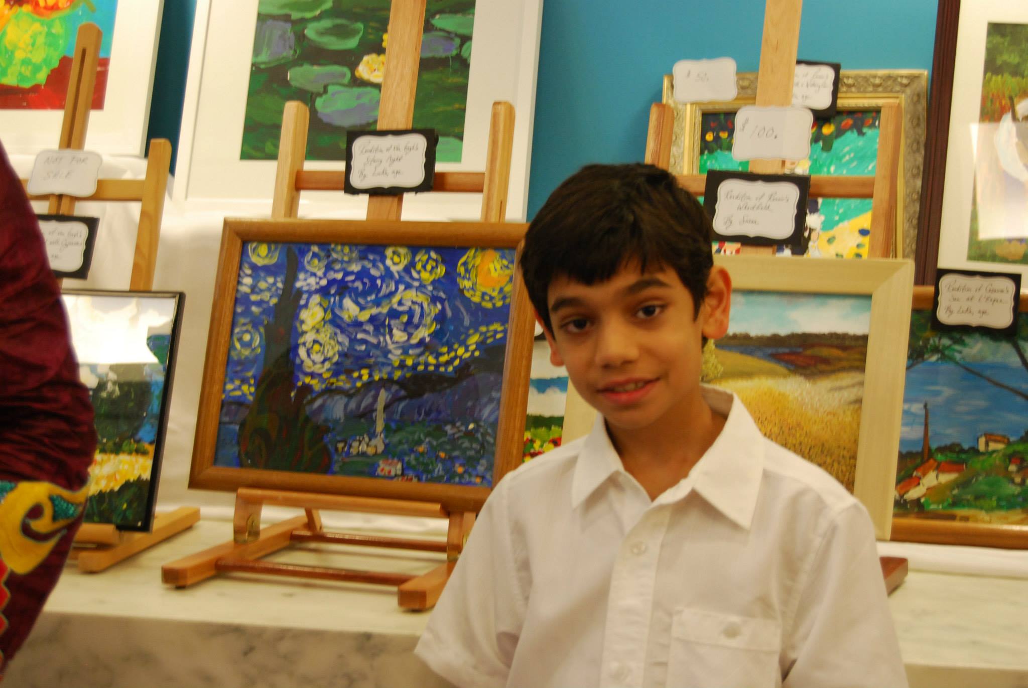 Luka displays his rendition of Vincent van Gogh’s Starry Night to support A.I.M. and U.N.I.C.E.F.