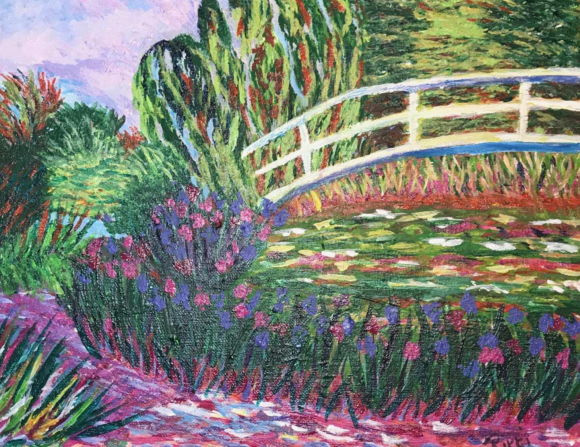 Rendition of Monet's The Japanese Footbridge by Rikki