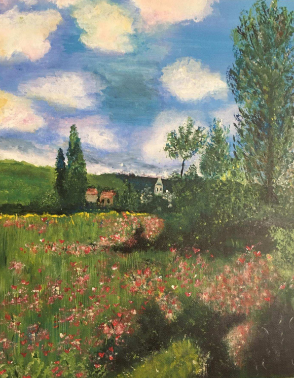 Rendition of Monet's Lane in the Poppy Fields Ile Saint Martin by Anita